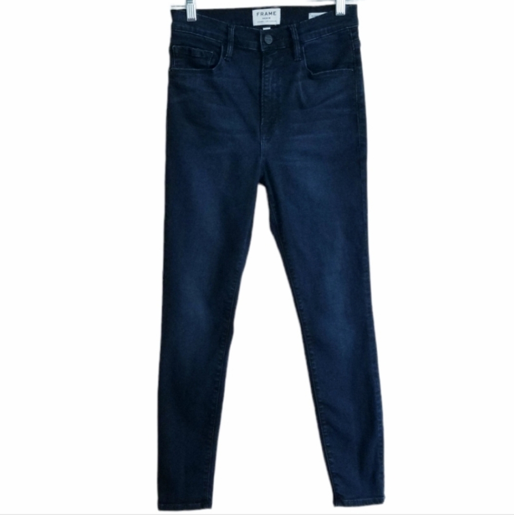 FRAME Denim Ali High Rise Cigarette Black Skinny Jeans